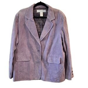New Frontier Suede Leather Jacket Women's 2X Lilac Lined Blazer Western Cowgirl